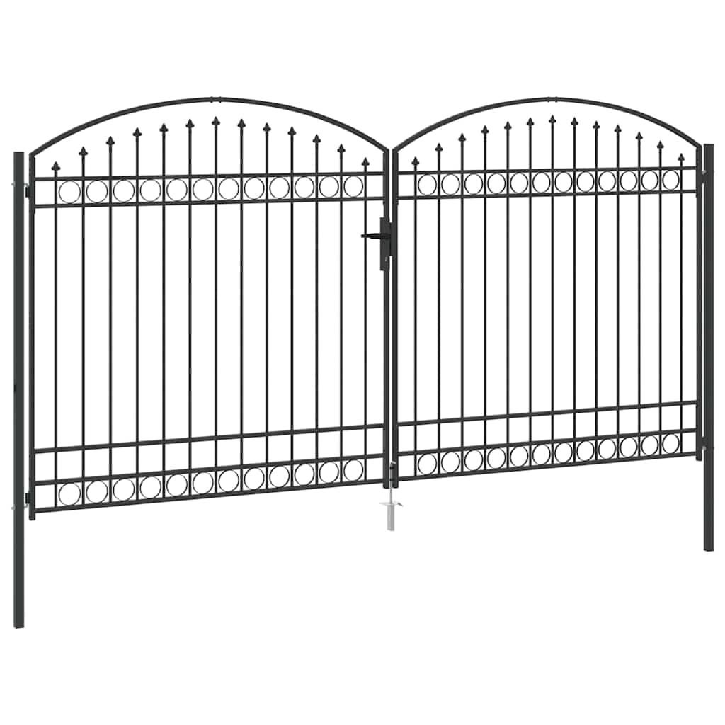 Fence Gate ASSEN 401 x 250 cm Steel Grey Lockable