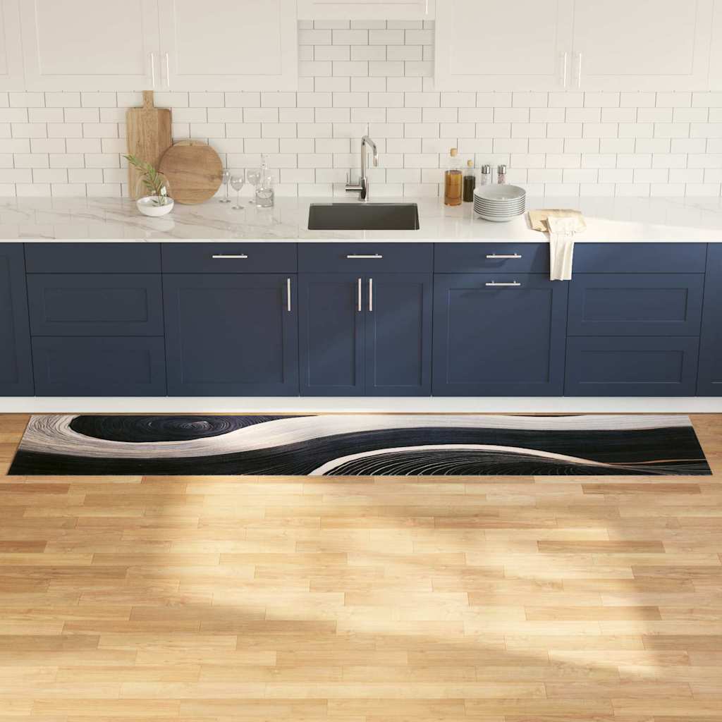 Kitchen Rug Black 300 x 60 cm Velvet