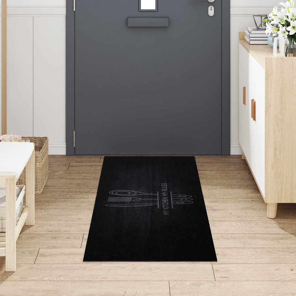 Kitchen Rug Cutlery Black 180 x 60 cm Velvet