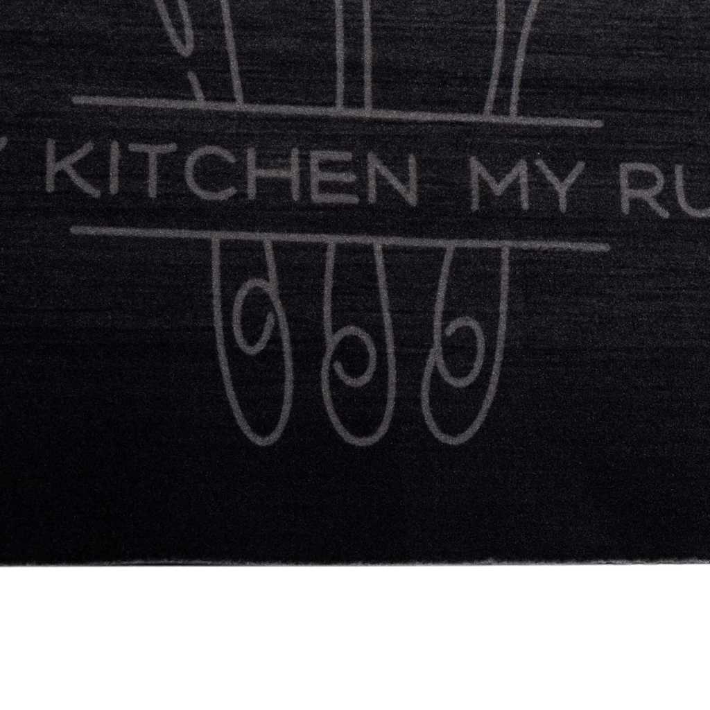 Kitchen Rug Cuttlery Black 150 x 45 cm Velvet
