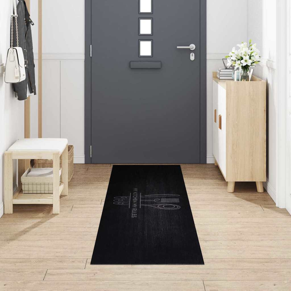 Kitchen Rug Cutlery Black 300 x 60 cm Velvet