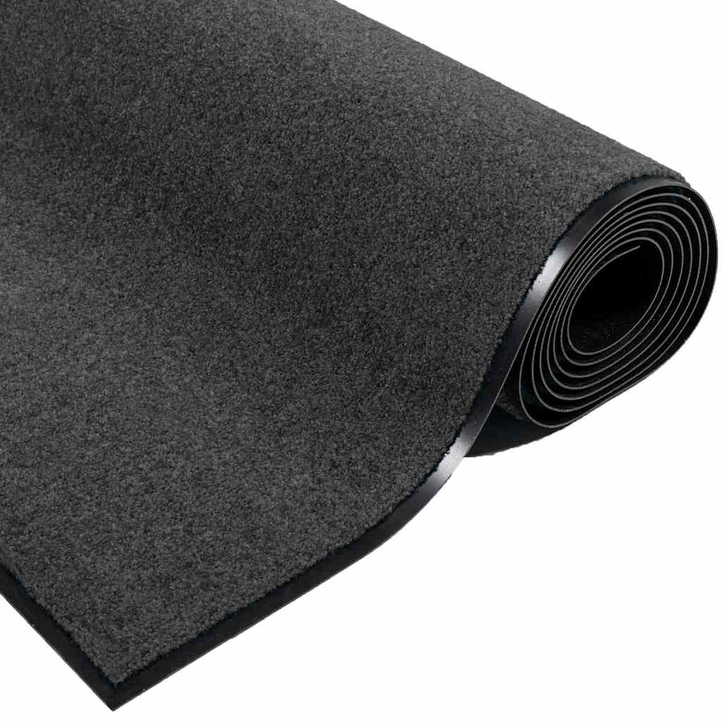Door Mat Anthracite 80 x 60 x 1.2 cm Teddy Fabric
