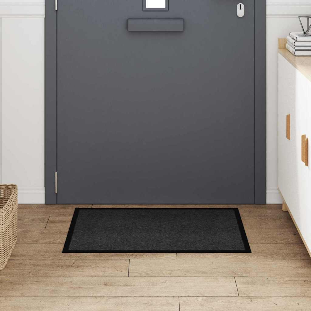 Door Mat Anthracite 80 x 60 x 1.2 cm Teddy Fabric
