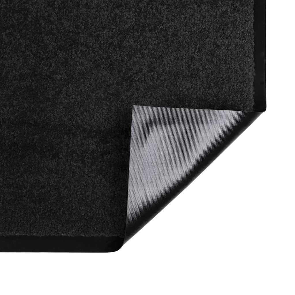 Door Mat Black 80 x 60 x 1.2 cm Teddy Fabric