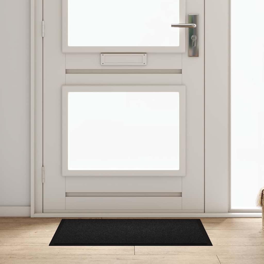 Door Mat Black 80 x 60 x 1.2 cm Teddy Fabric