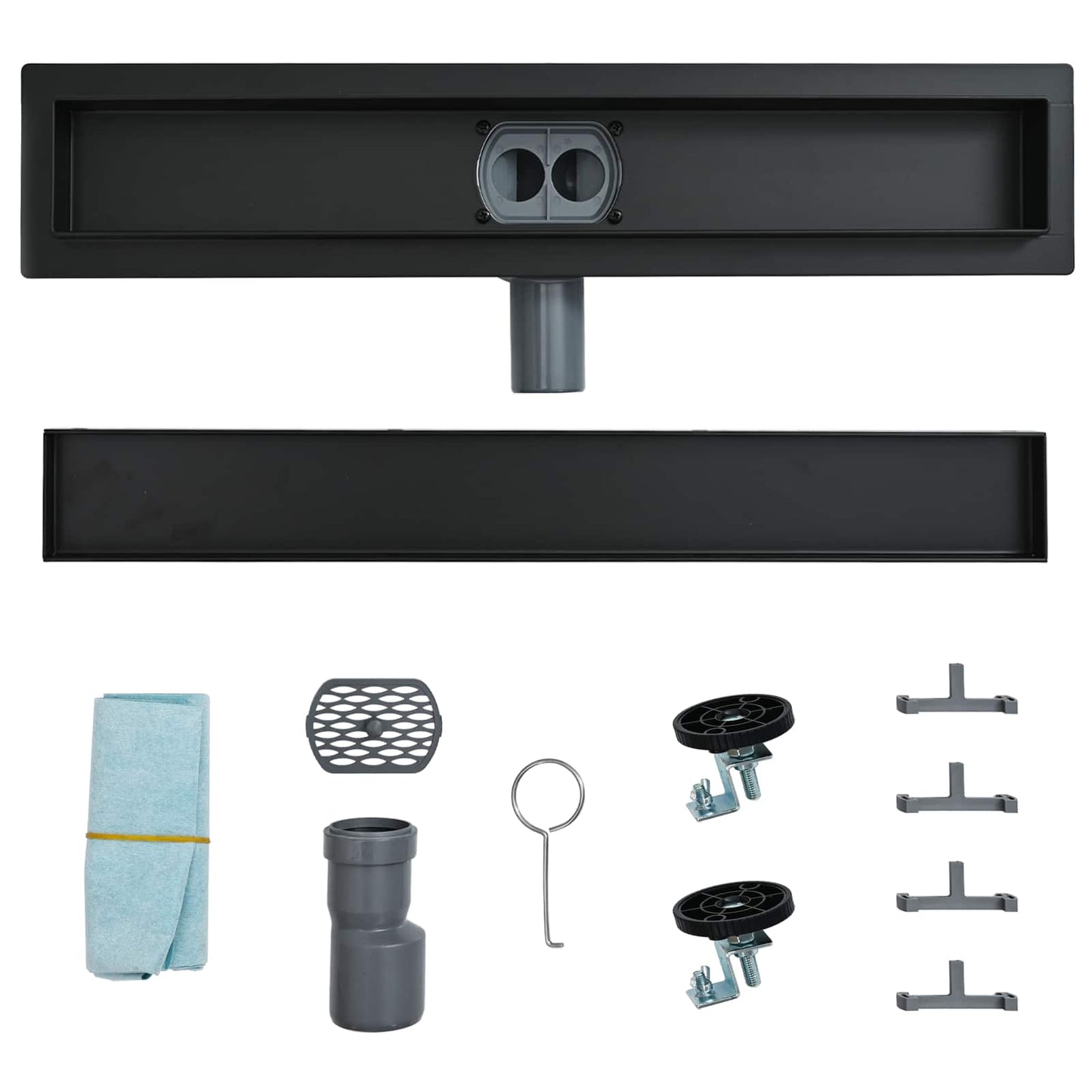Shower Drain 2-in-1 with 360° Siphon Black 90 cm