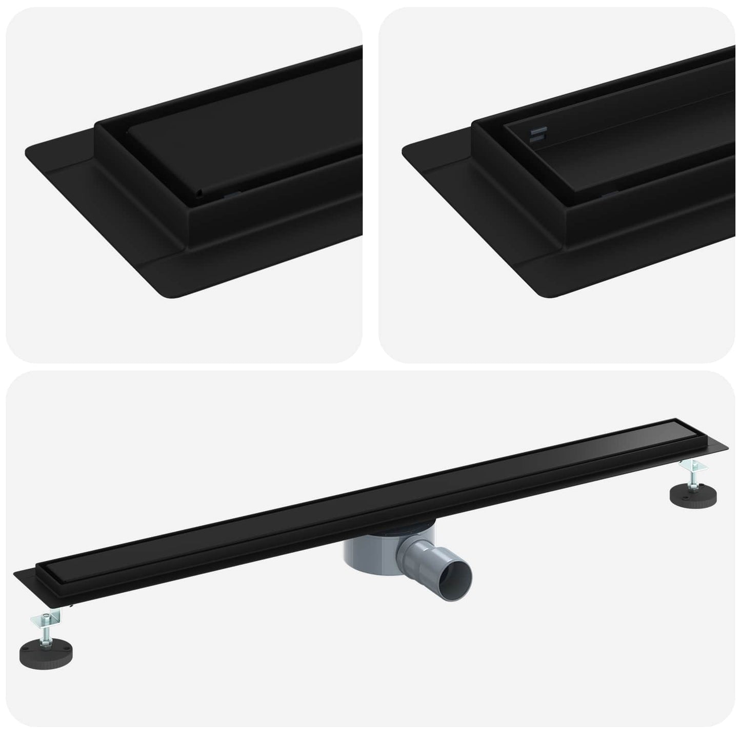 Shower Drain 2-in-1 with 360° Siphon Black 90 cm
