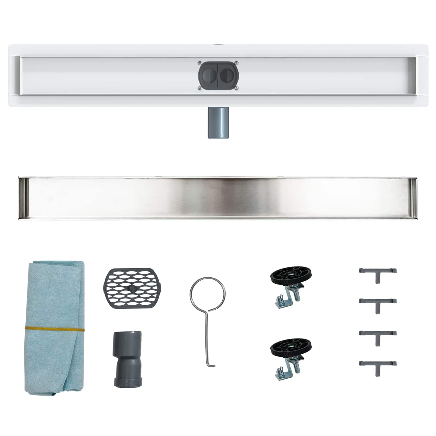 Shower Drain 2-in-1 with 360° Siphon Silver 70 cm