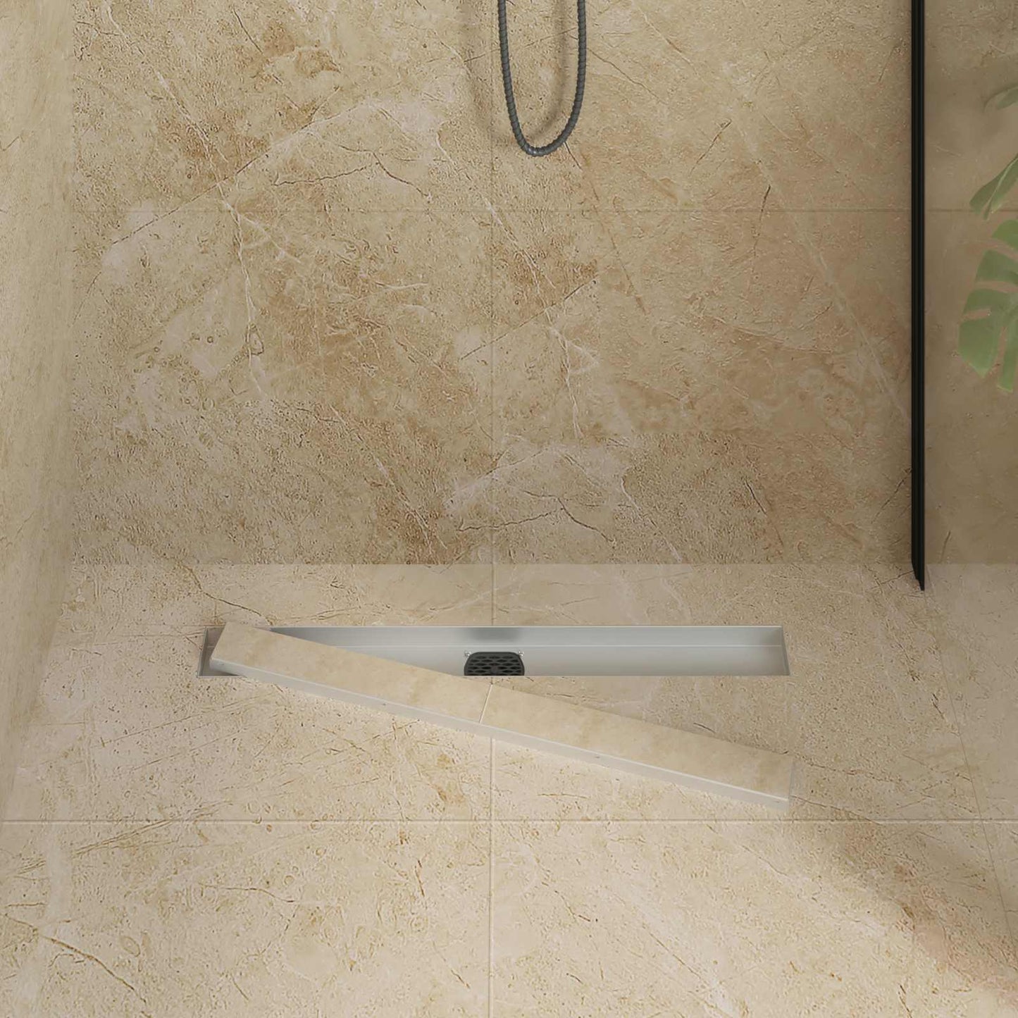 Shower Drain 2-in-1 with 360° Siphon Silver 70 cm