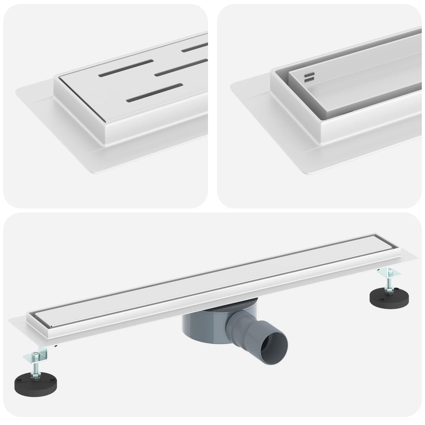 Shower Drain 2-in-1 with 360° Siphon Silver 60 cm