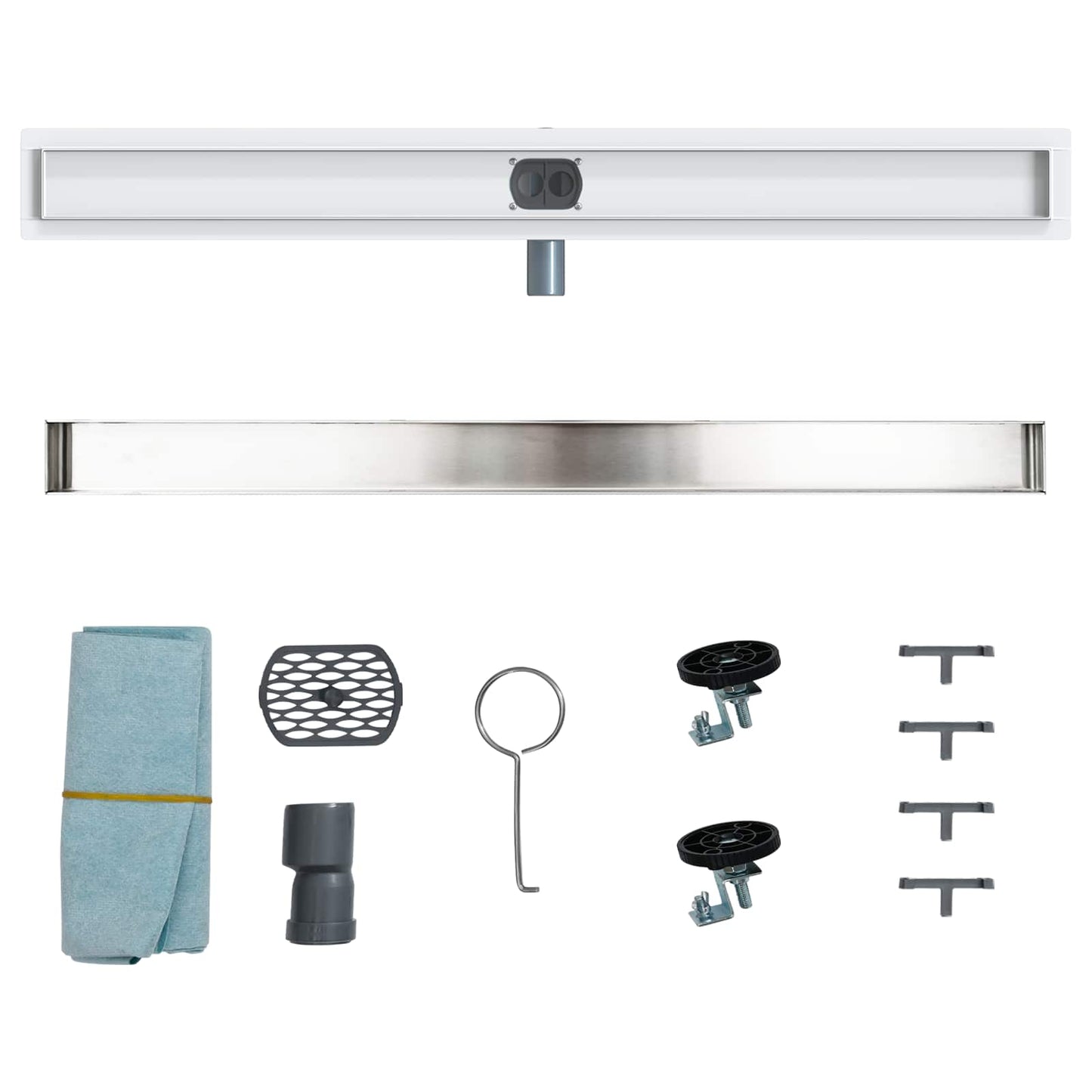 Shower Drain 2-in-1 with 360° Siphon Silver 100 cm