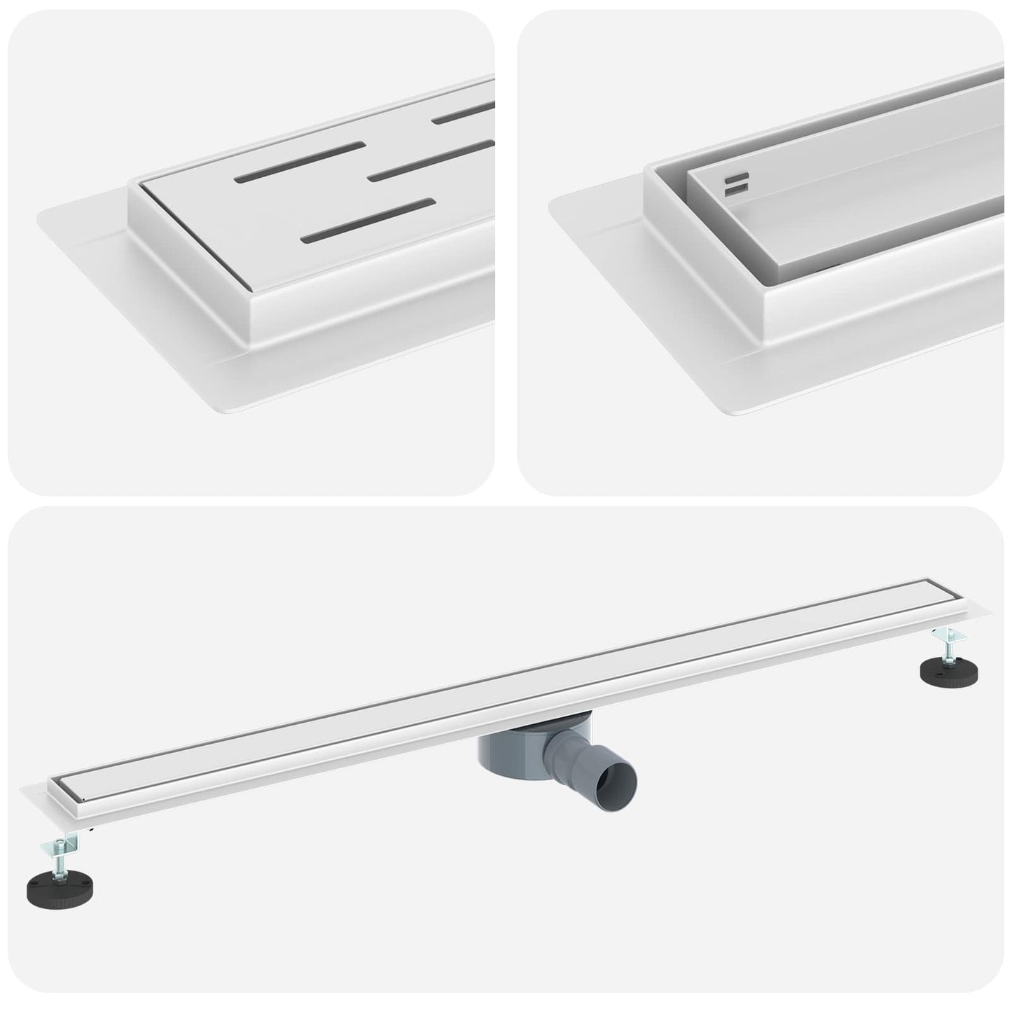 Shower Drain 2-in-1 with 360° Siphon Silver 100 cm