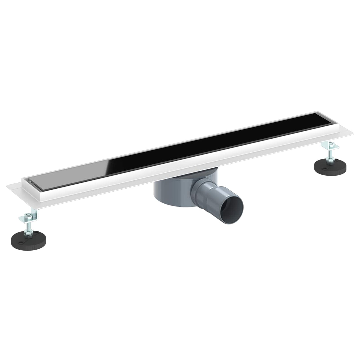 Shower Drain Glass Cover with 360° Siphon Black 60 cm