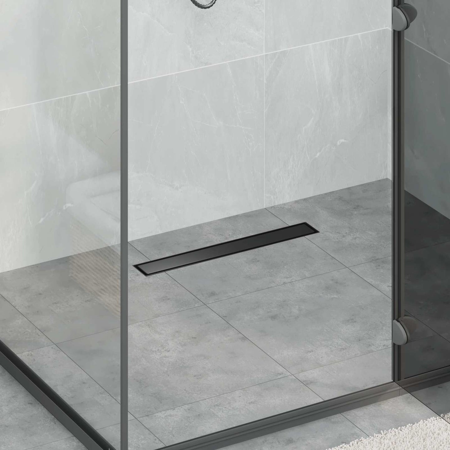 2 in 1 Shower Drain Black 60 cm Stainless Steel 304