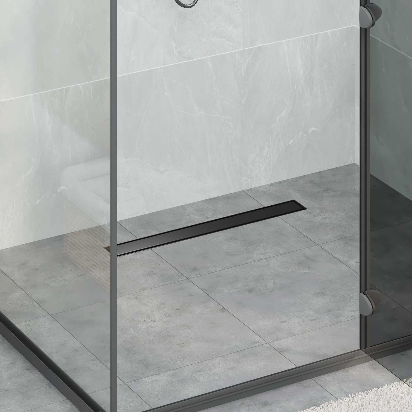 Shower Drain 2-in-1 with 360° Siphon Black 60 cm