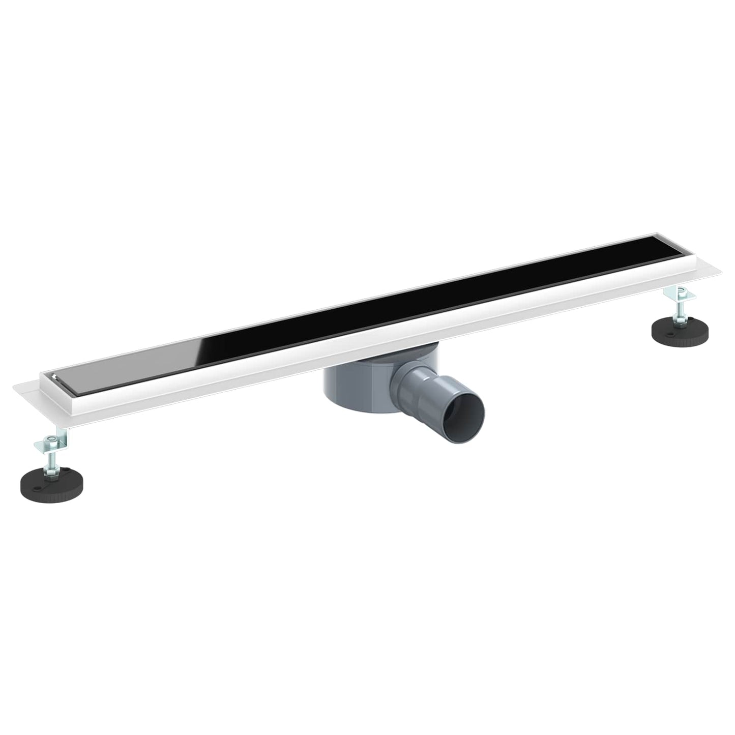 Shower Drain Glass Cover with 360° Siphon Black 70 cm