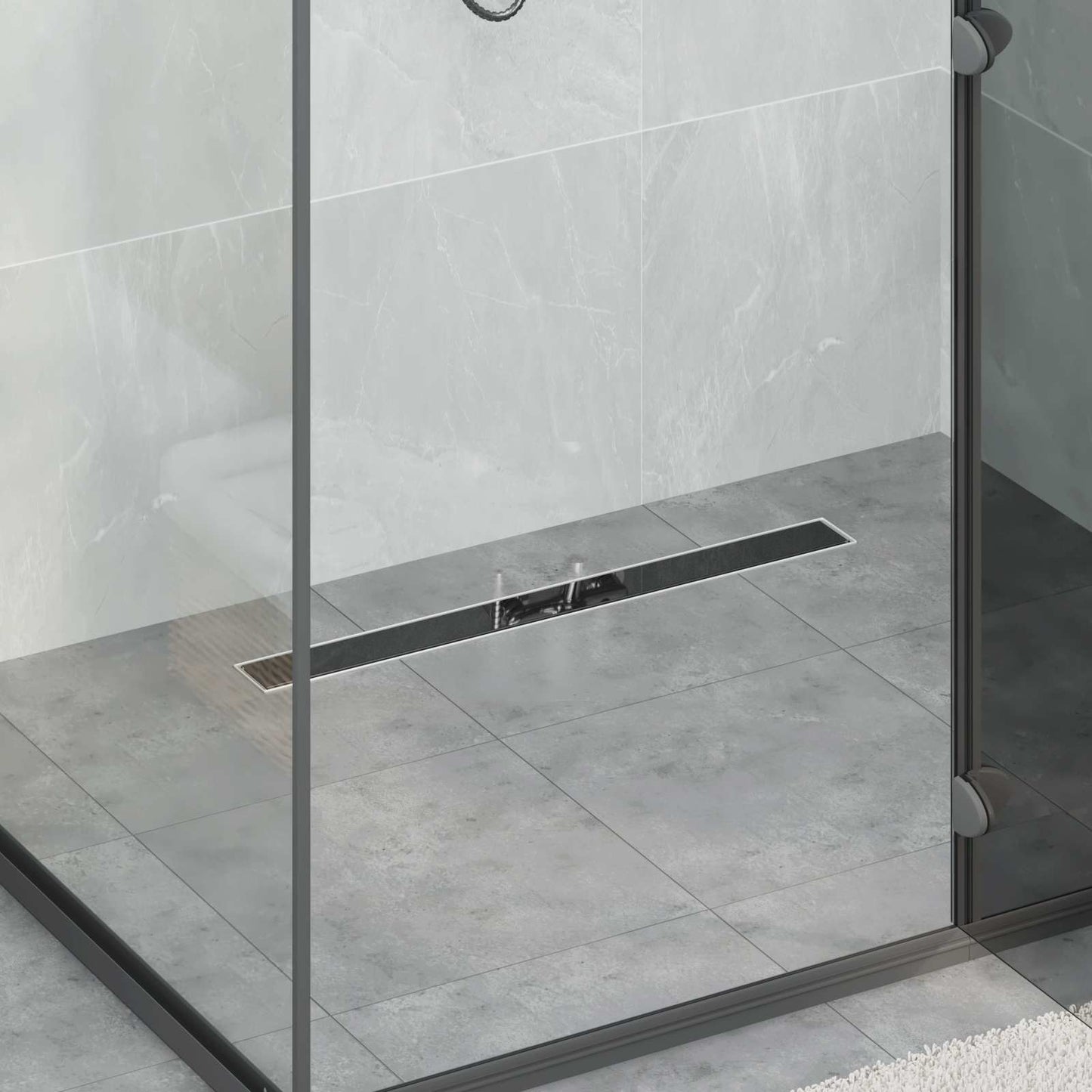 Shower Drain with Glass Cover Black 80 cm Stainless Steel 304