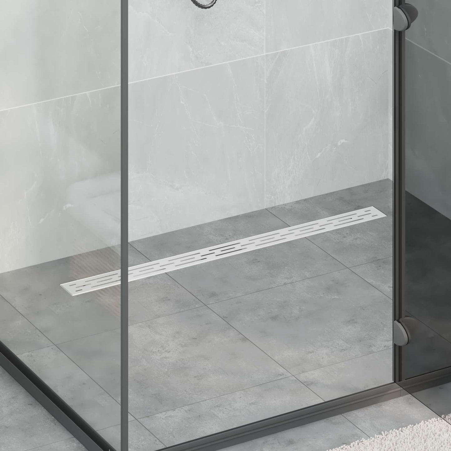 Shower Drain with Line Design Silver 90 cm Stainless Steel 304