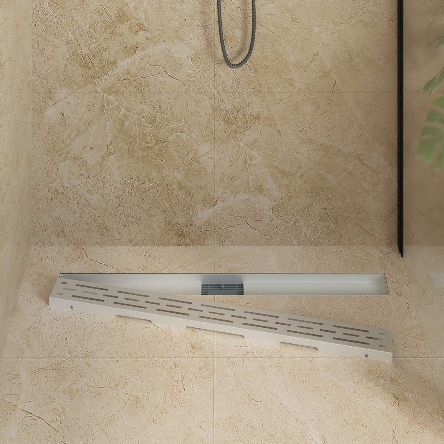 Shower Drain with Line Design Silver 90 cm Stainless Steel 304