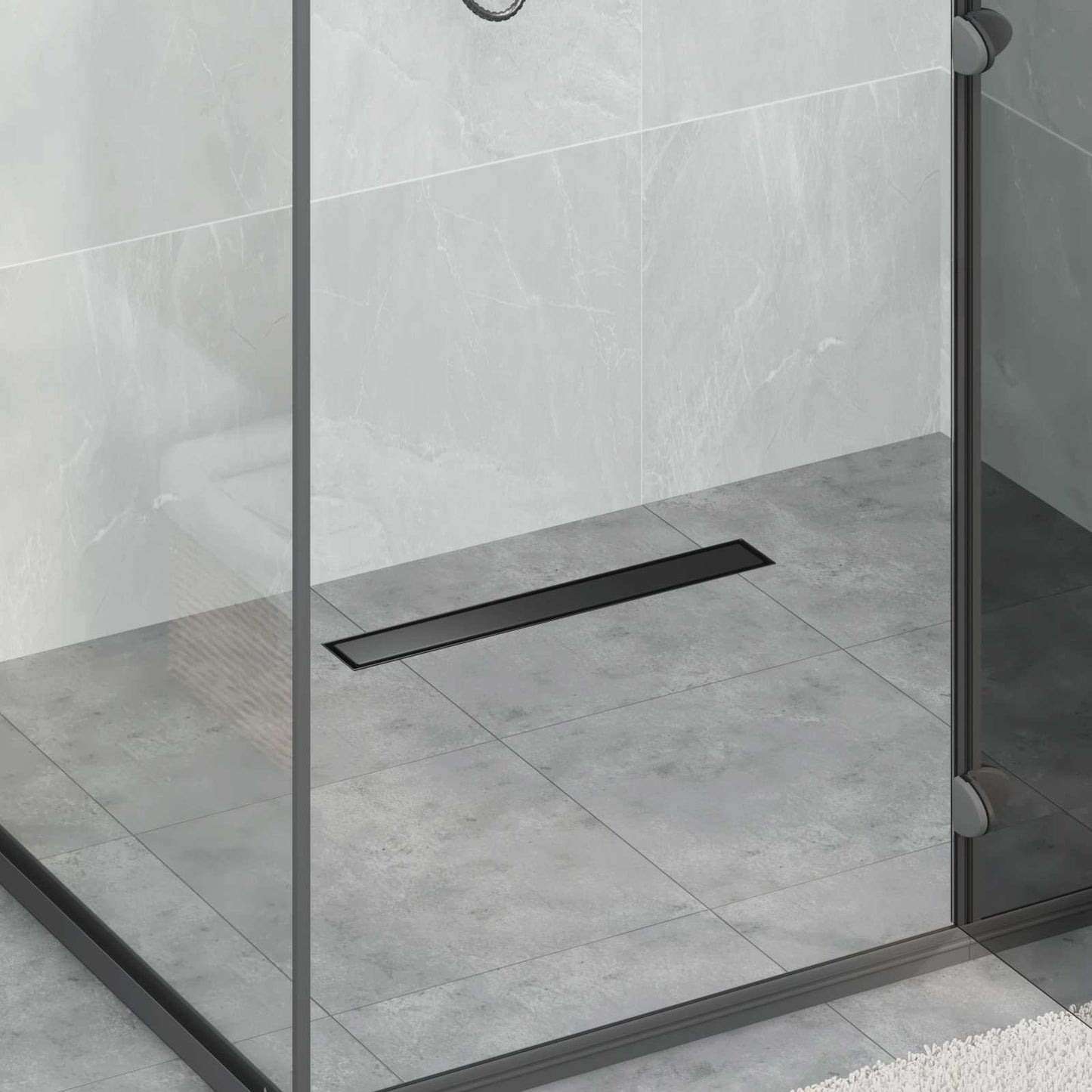 Shower Drain 2-in-1 with 360° Siphon Black 50 cm