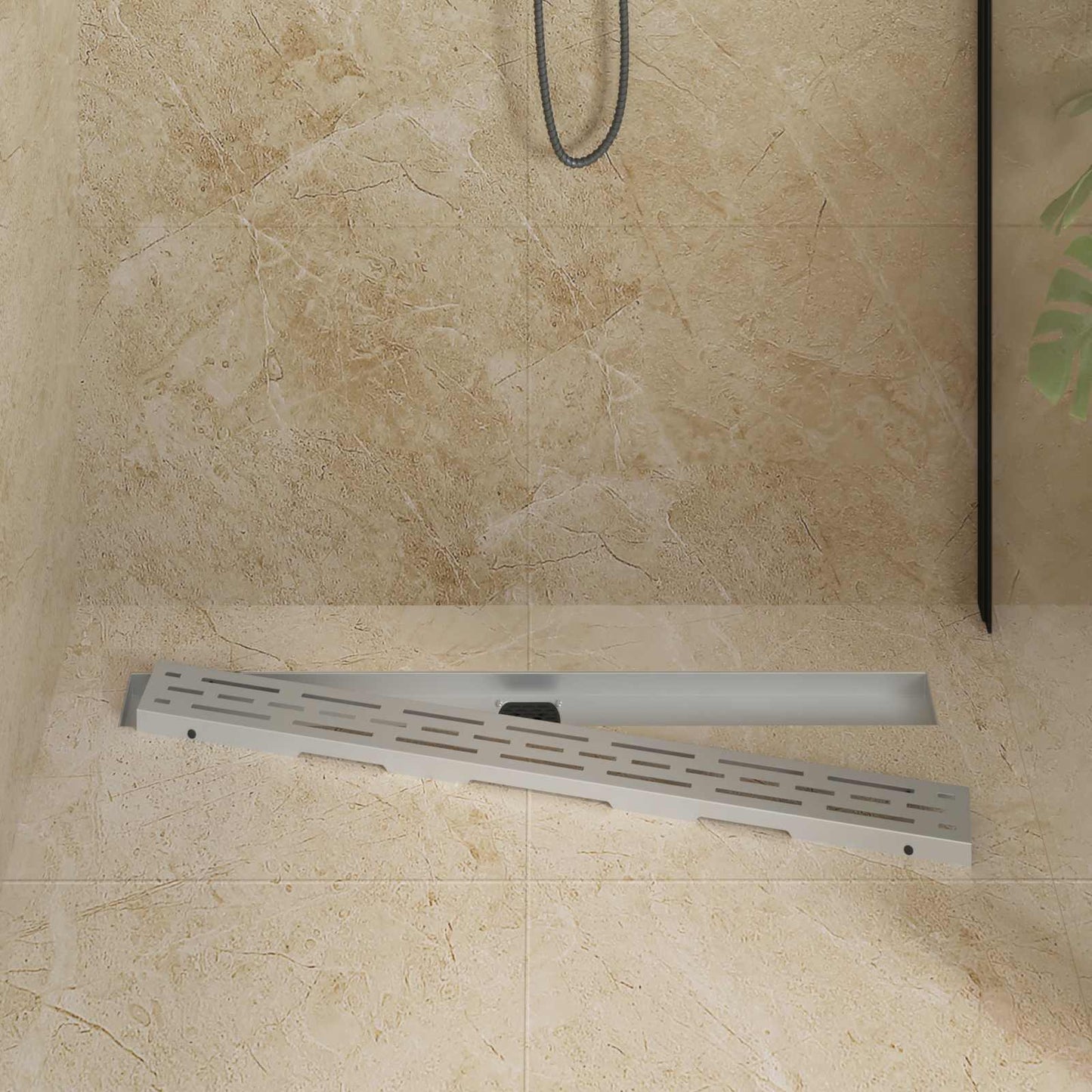 Shower Drain Line Design with 360° Siphon Silver 90 cm
