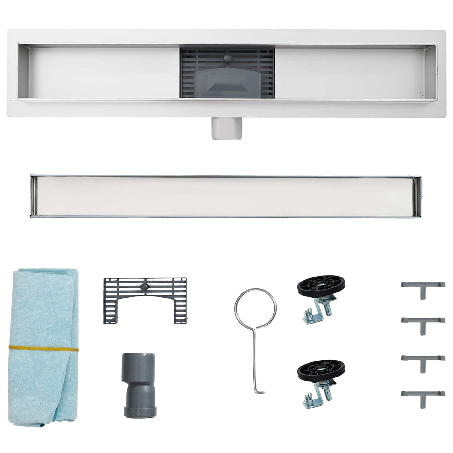 Shower Drain with Glass Cover Black 90 cm Stainless Steel 304