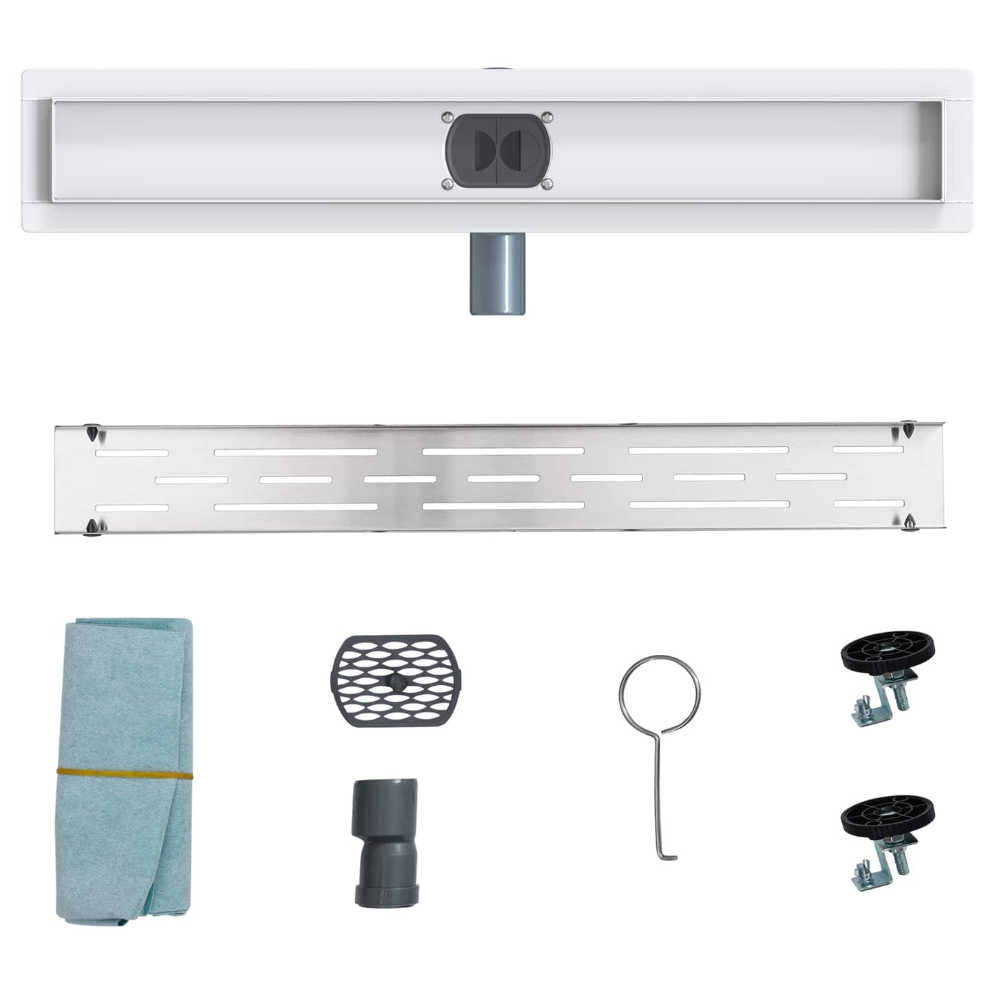 Shower Drain Line Design with 360° Siphon Silver 60 cm