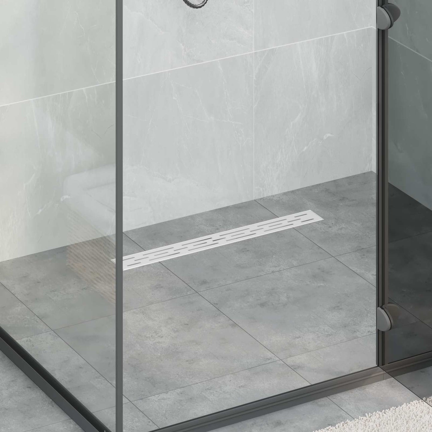 Shower Drain Line Design with 360° Siphon Silver 60 cm