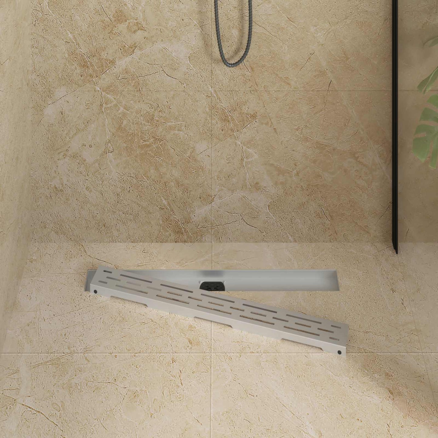 Shower Drain Line Design with 360° Siphon Silver 70 cm