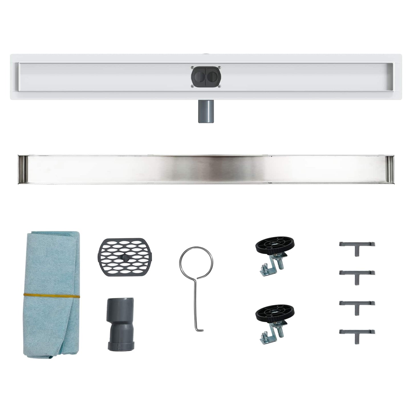 Shower Drain 2-in-1 with 360° Siphon Silver 90 cm
