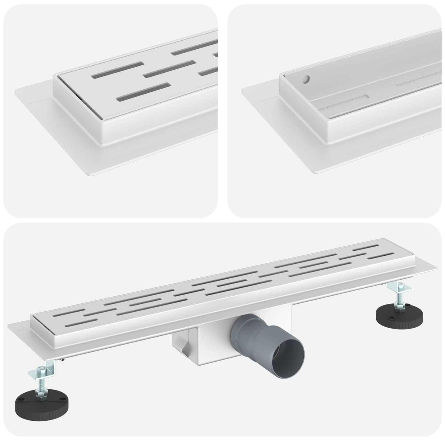 Shower Drain with Line Design Silver 50 cm Stainless Steel 304