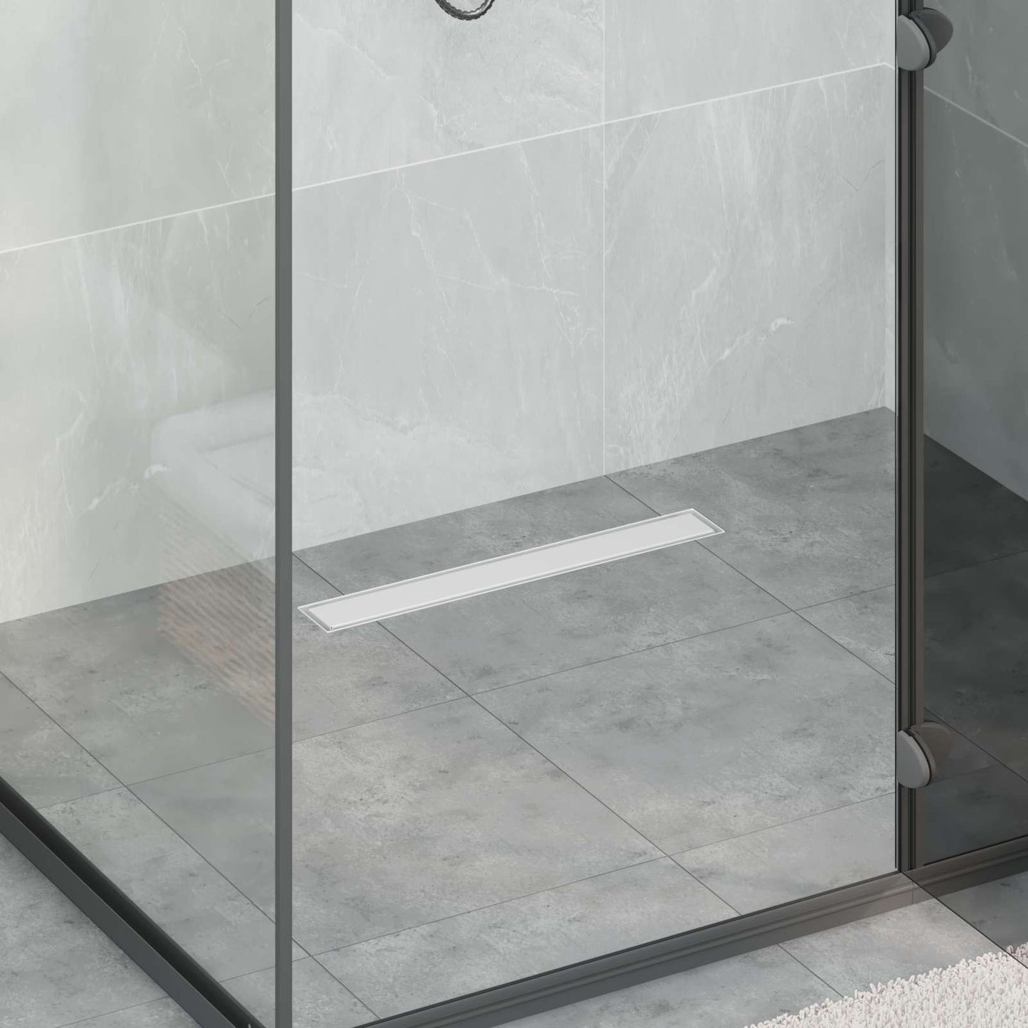 Shower Drain 2-in-1 with 360° Siphon Silver 54 x 11 x 9.5 cm