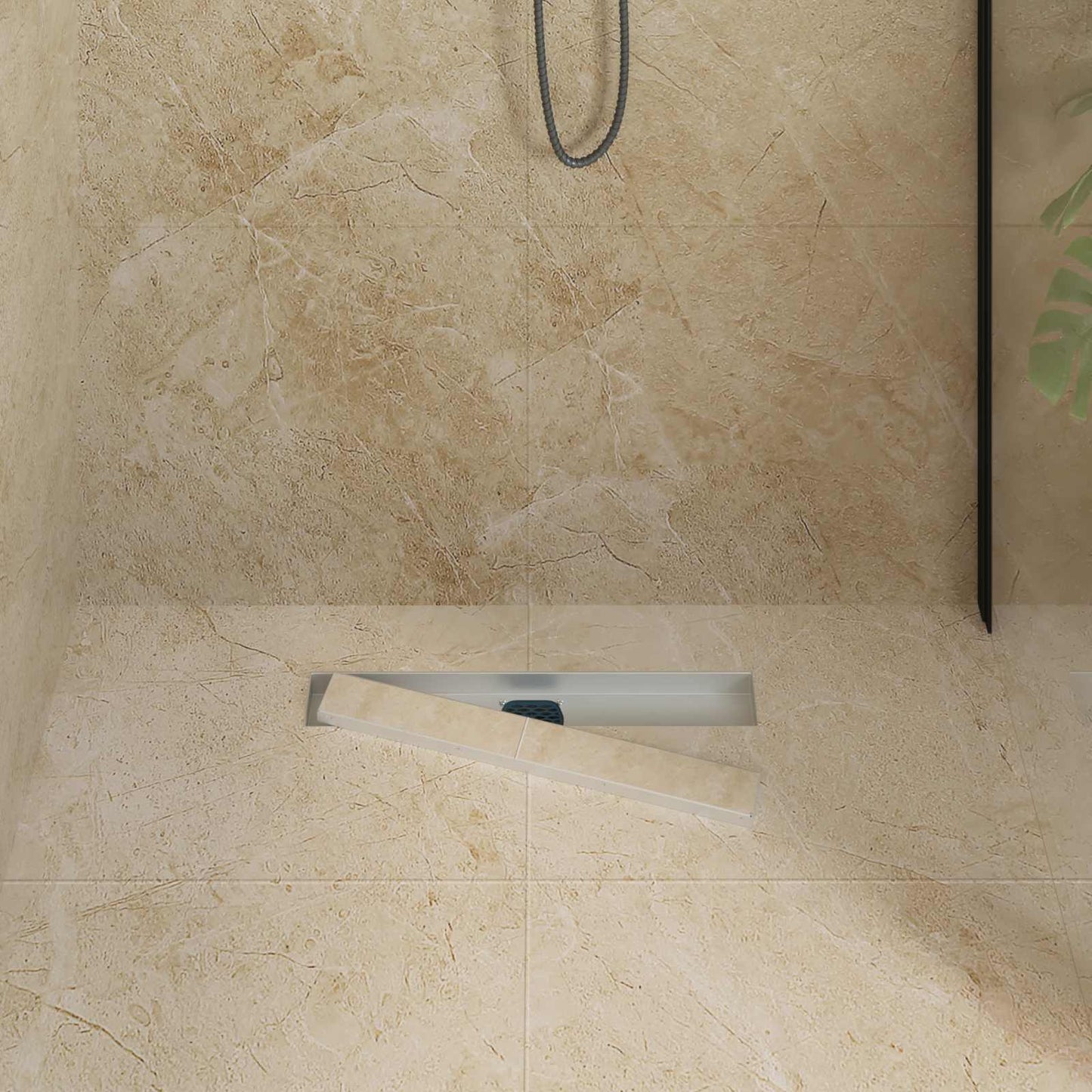 Shower Drain 2-in-1 with 360° Siphon Silver 54 x 11 x 9.5 cm