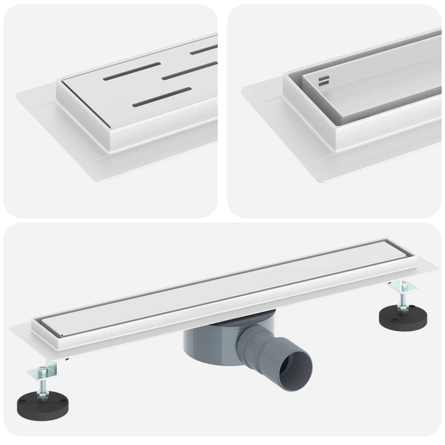 Shower Drain 2-in-1 with 360° Siphon Silver 54 x 11 x 9.5 cm