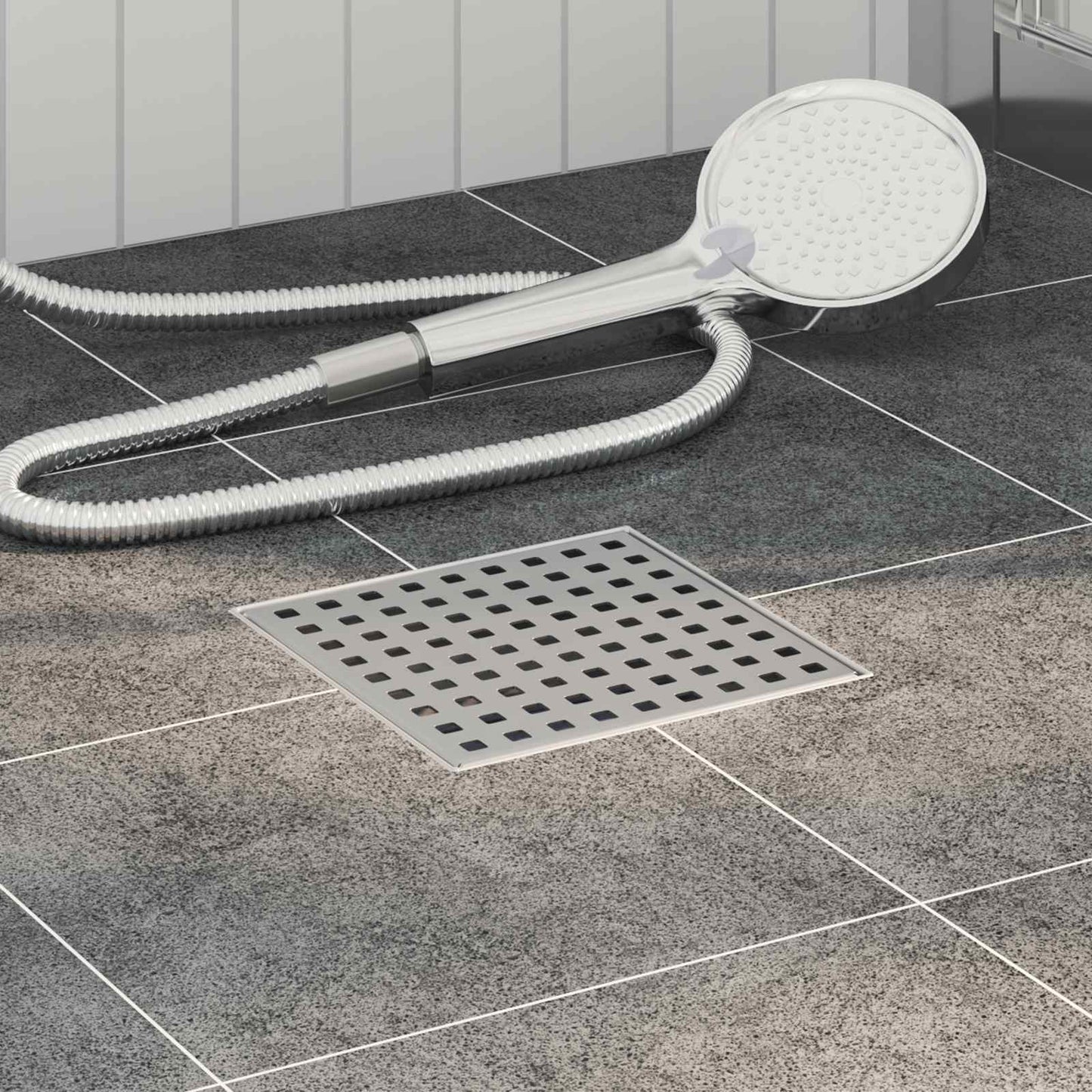 Dot Shower Drain Silver 15 x 15 cm Stainless Steel 304
