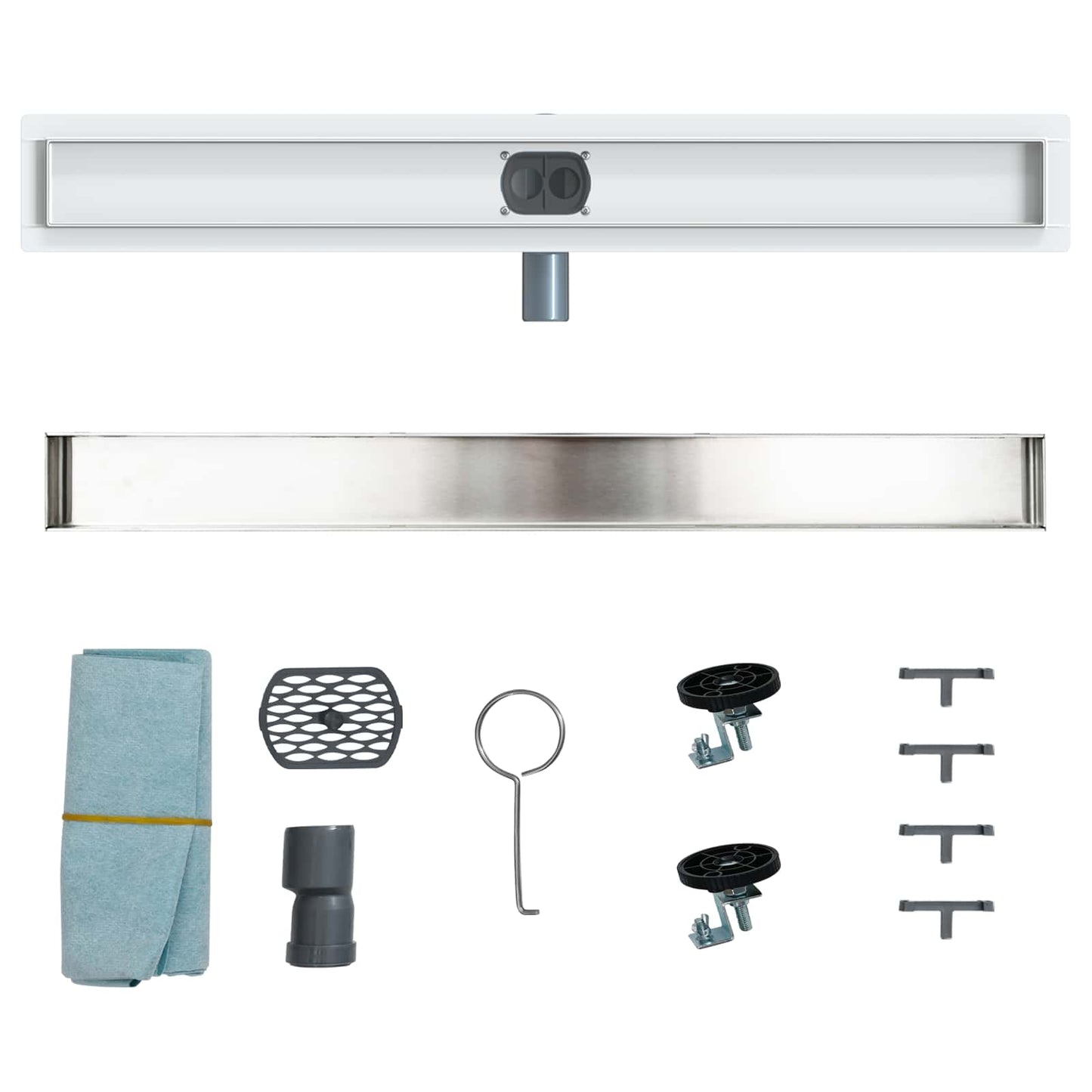 Shower Drain 2-in-1 with 360° Siphon Silver 80 cm