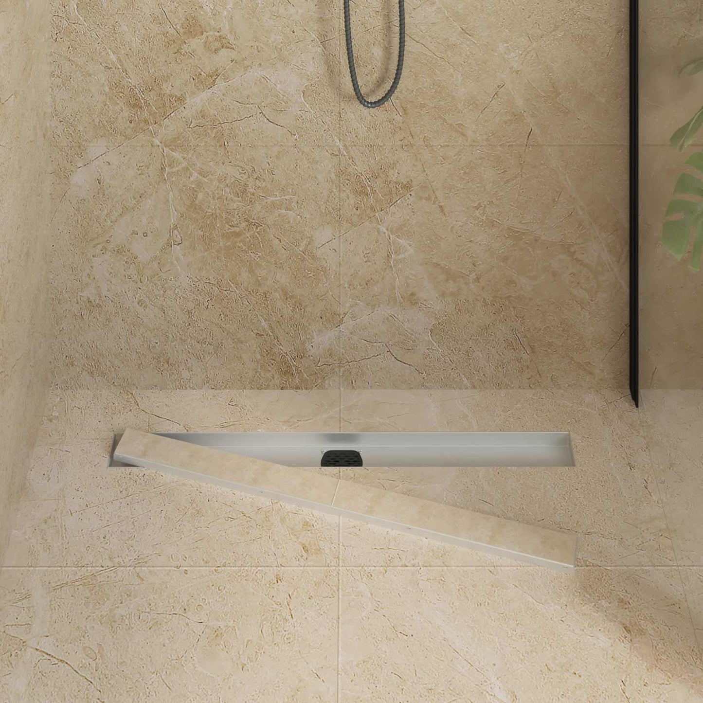Shower Drain 2-in-1 with 360° Siphon Silver 80 cm
