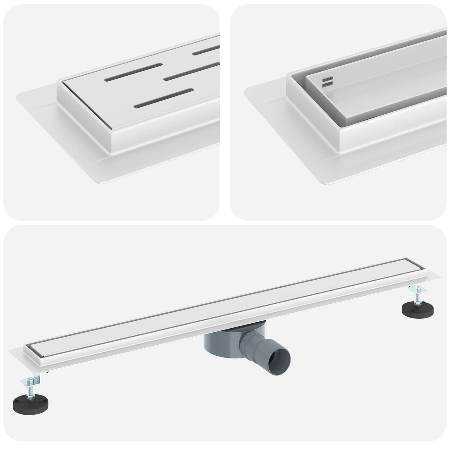 Shower Drain 2-in-1 with 360° Siphon Silver 80 cm