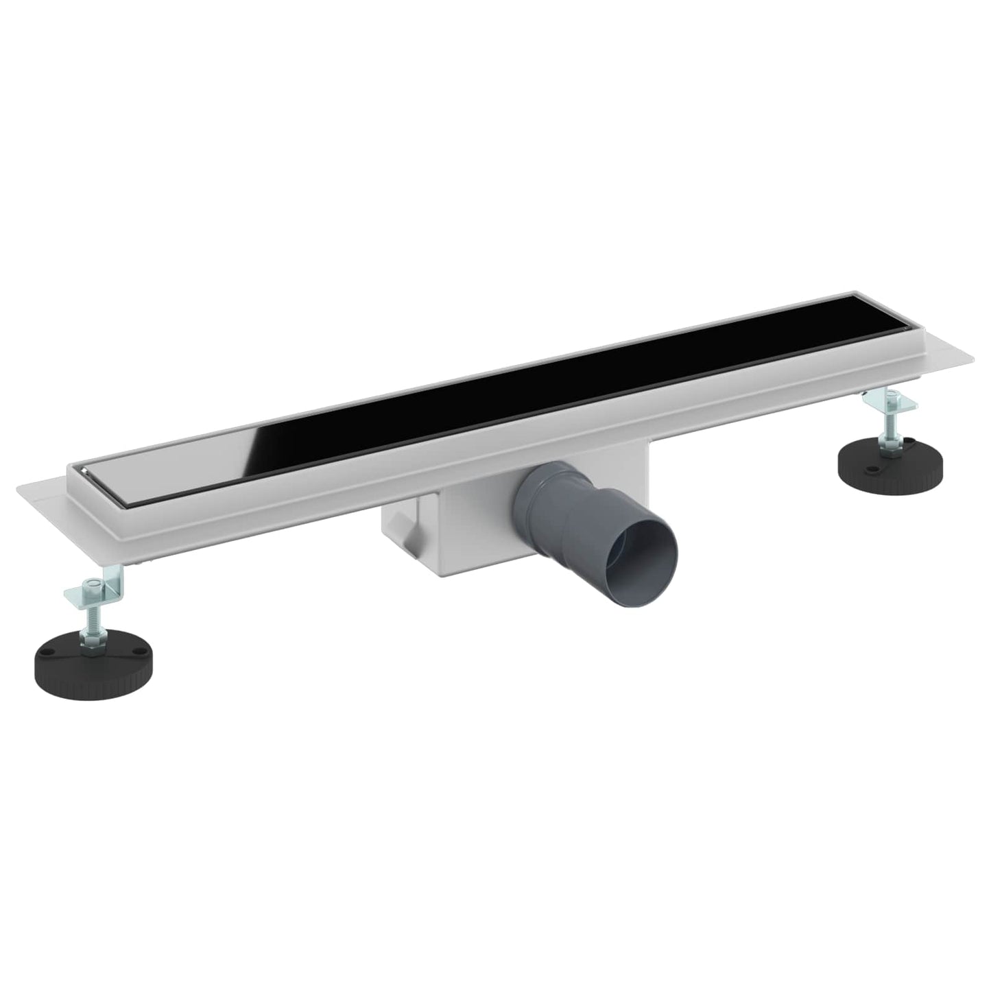 Shower Drain with Glass Cover Black 60 cm Stainless Steel 304