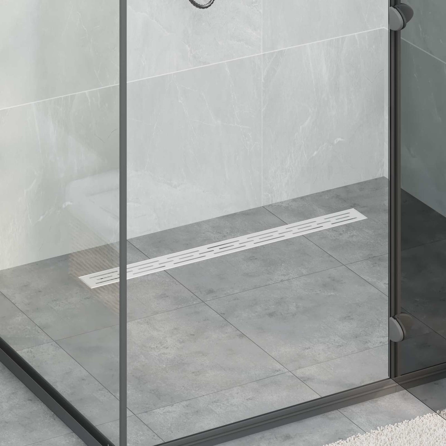 Shower Drain Line Design with 360° Siphon Silver 80 cm