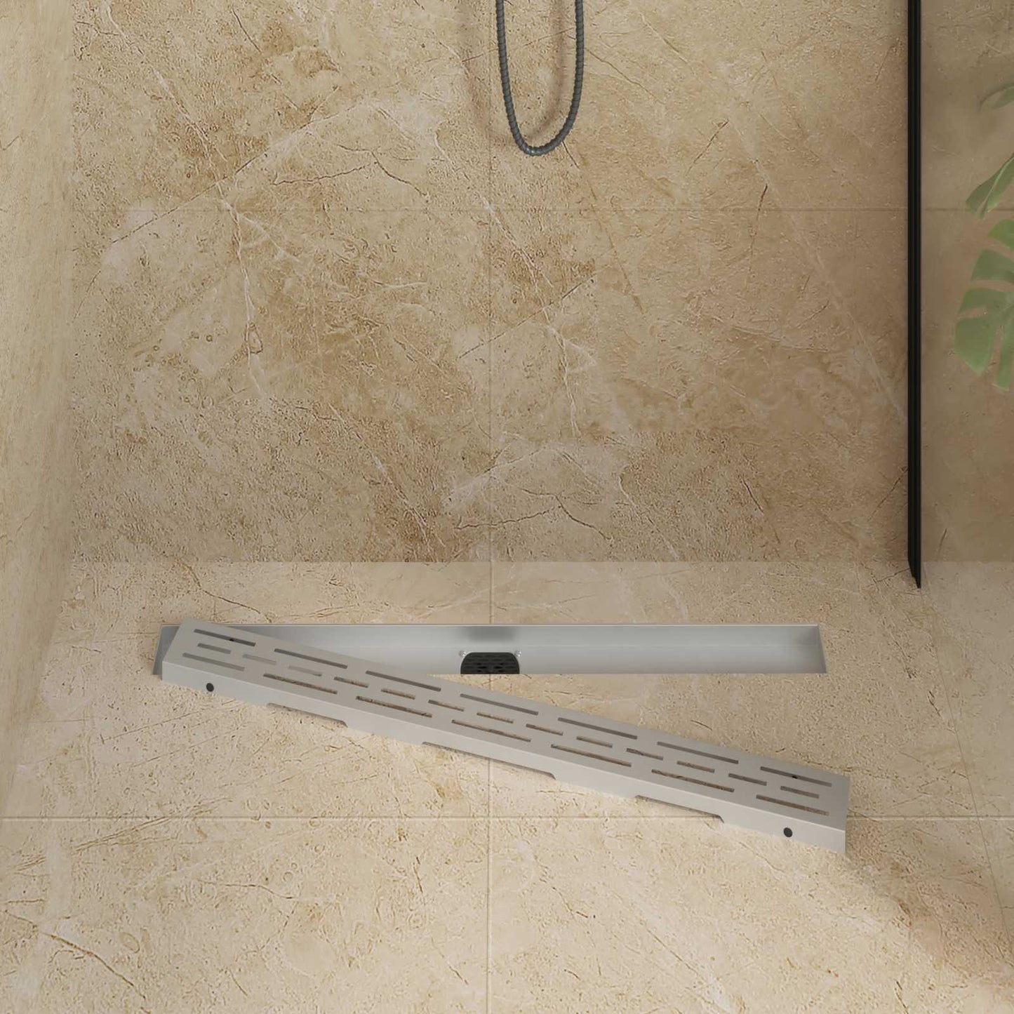 Shower Drain Line Design with 360° Siphon Silver 80 cm