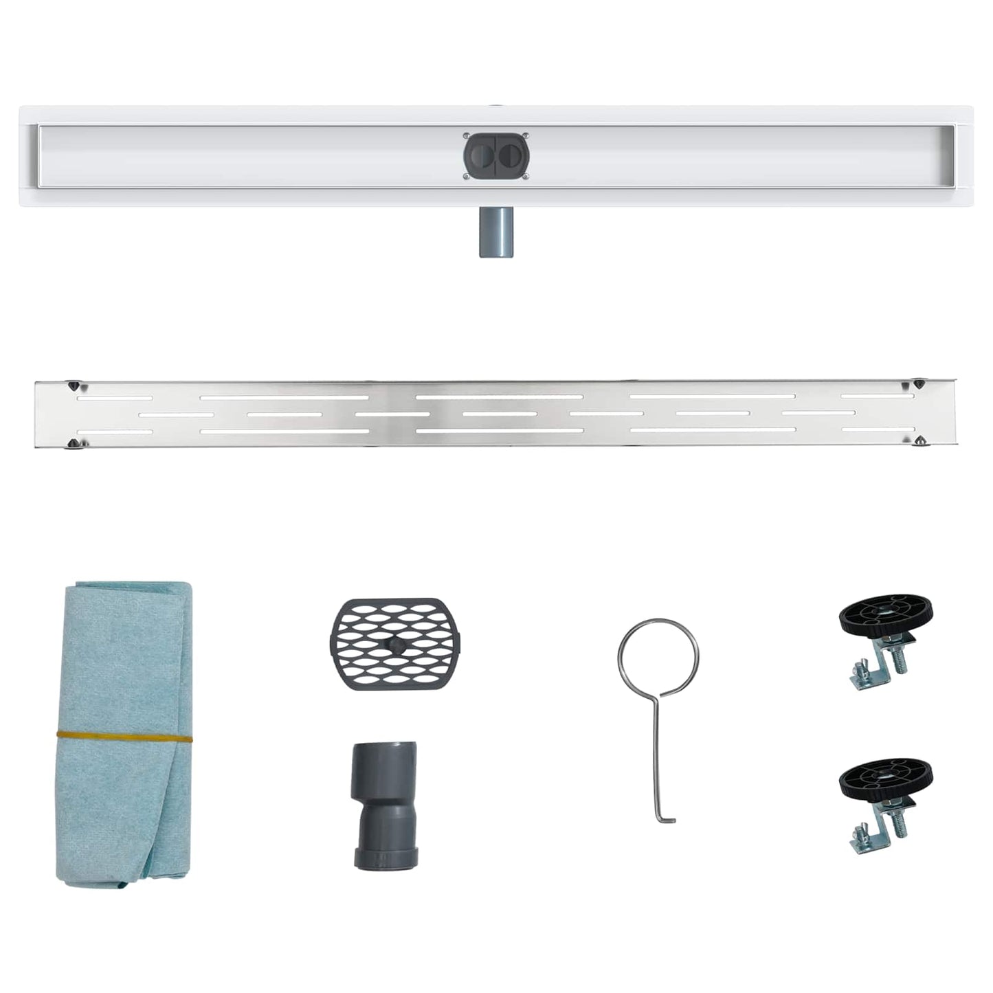 Shower Drain Line Design with 360° Siphon Silver 100 cm