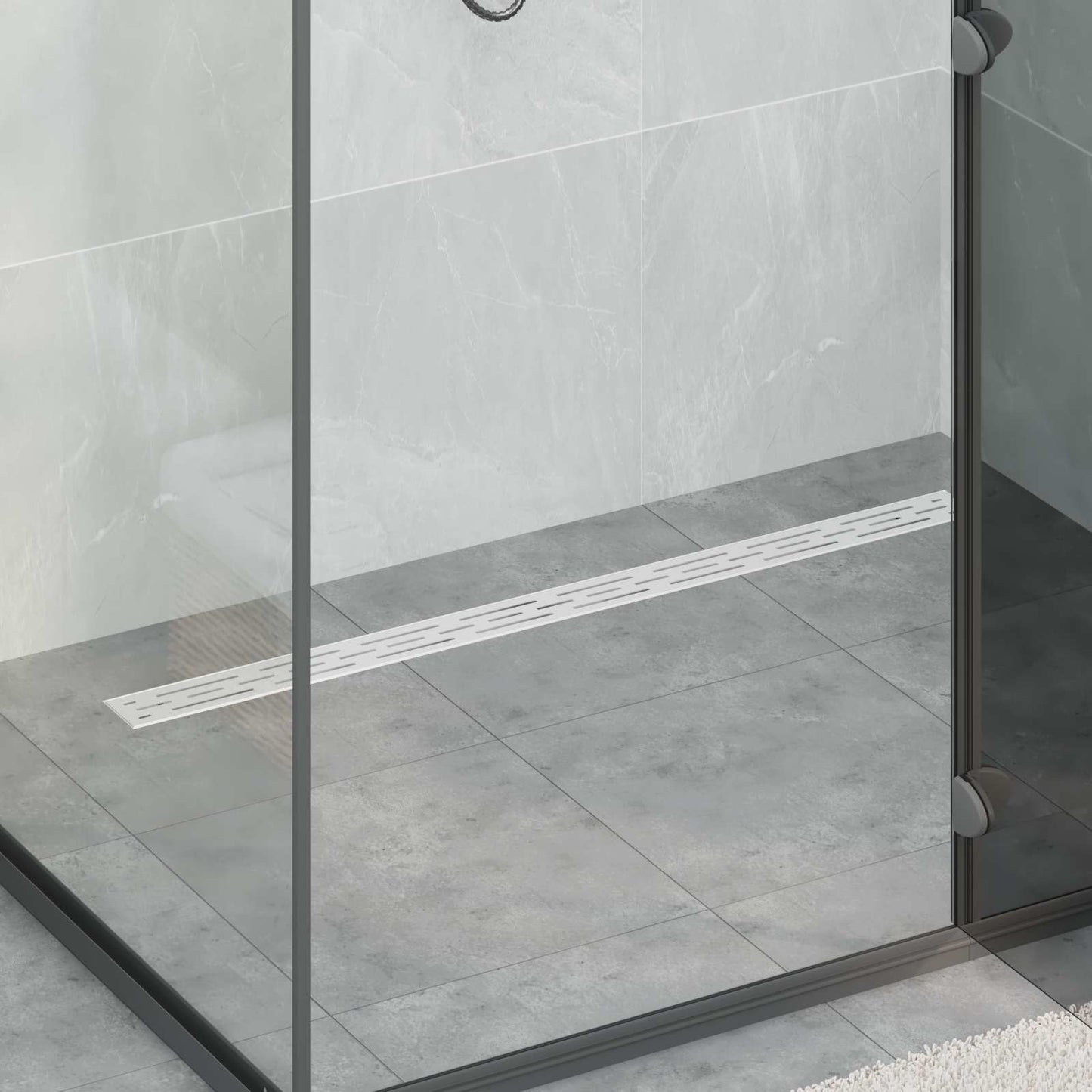 Shower Drain Line Design with 360° Siphon Silver 100 cm