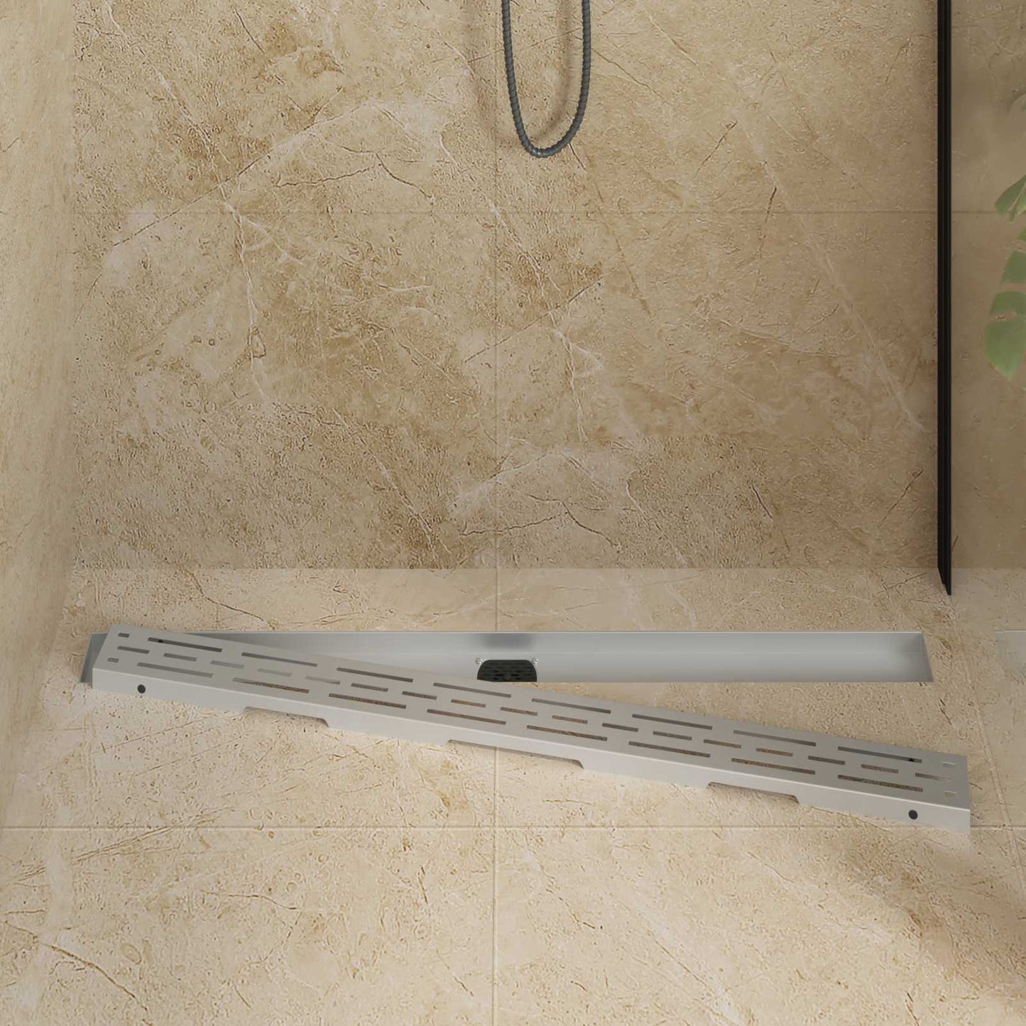 Shower Drain Line Design with 360° Siphon Silver 100 cm