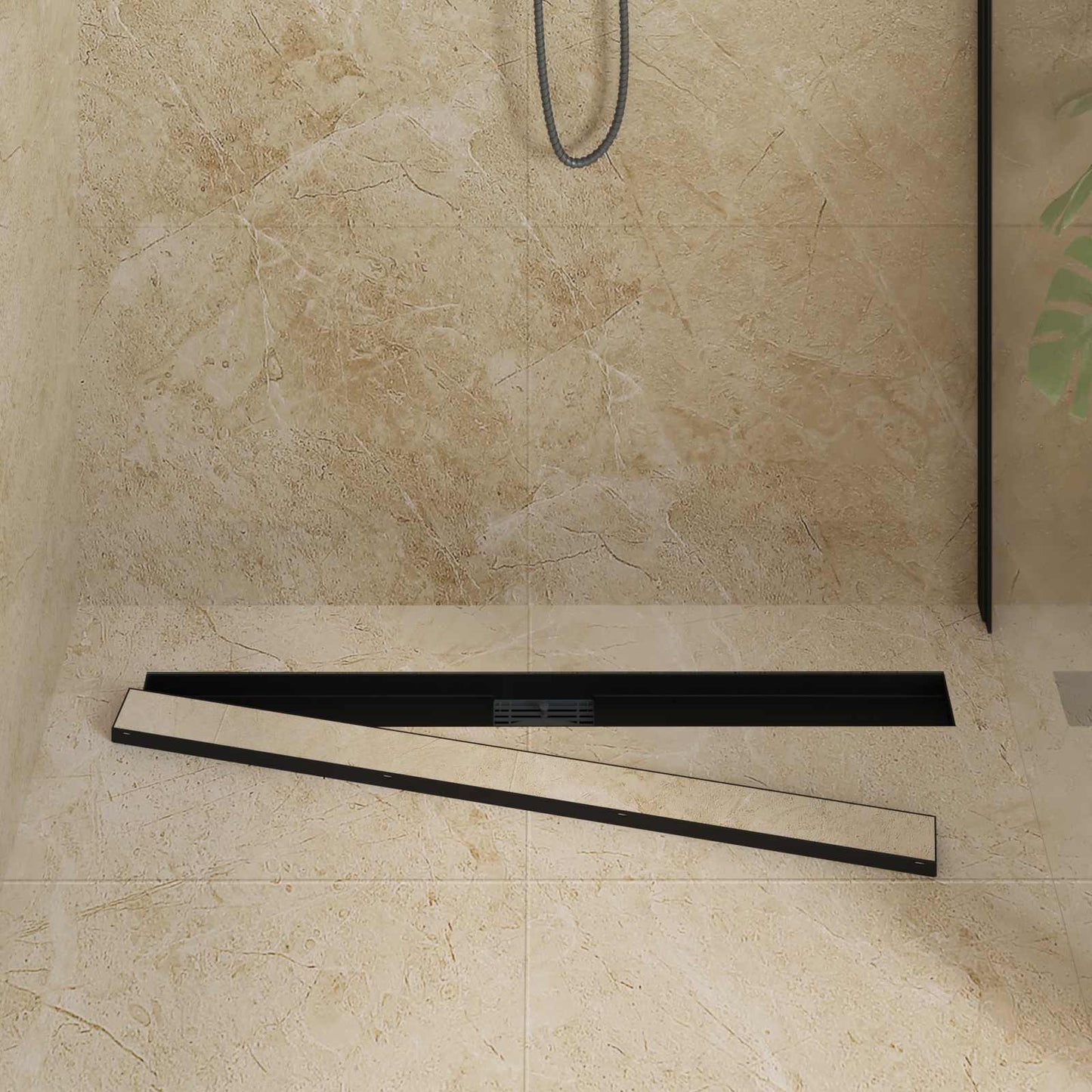 2 in 1 Shower Drain Black 90 cm Stainless Steel 304