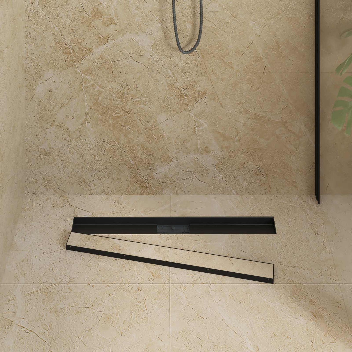 2 in 1 Shower Drain Black 80 cm Stainless Steel 304