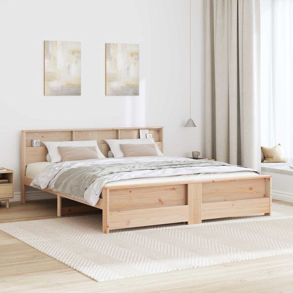 Bed Frame with Headboard Brown 200 x 200 cm Engineered Wood