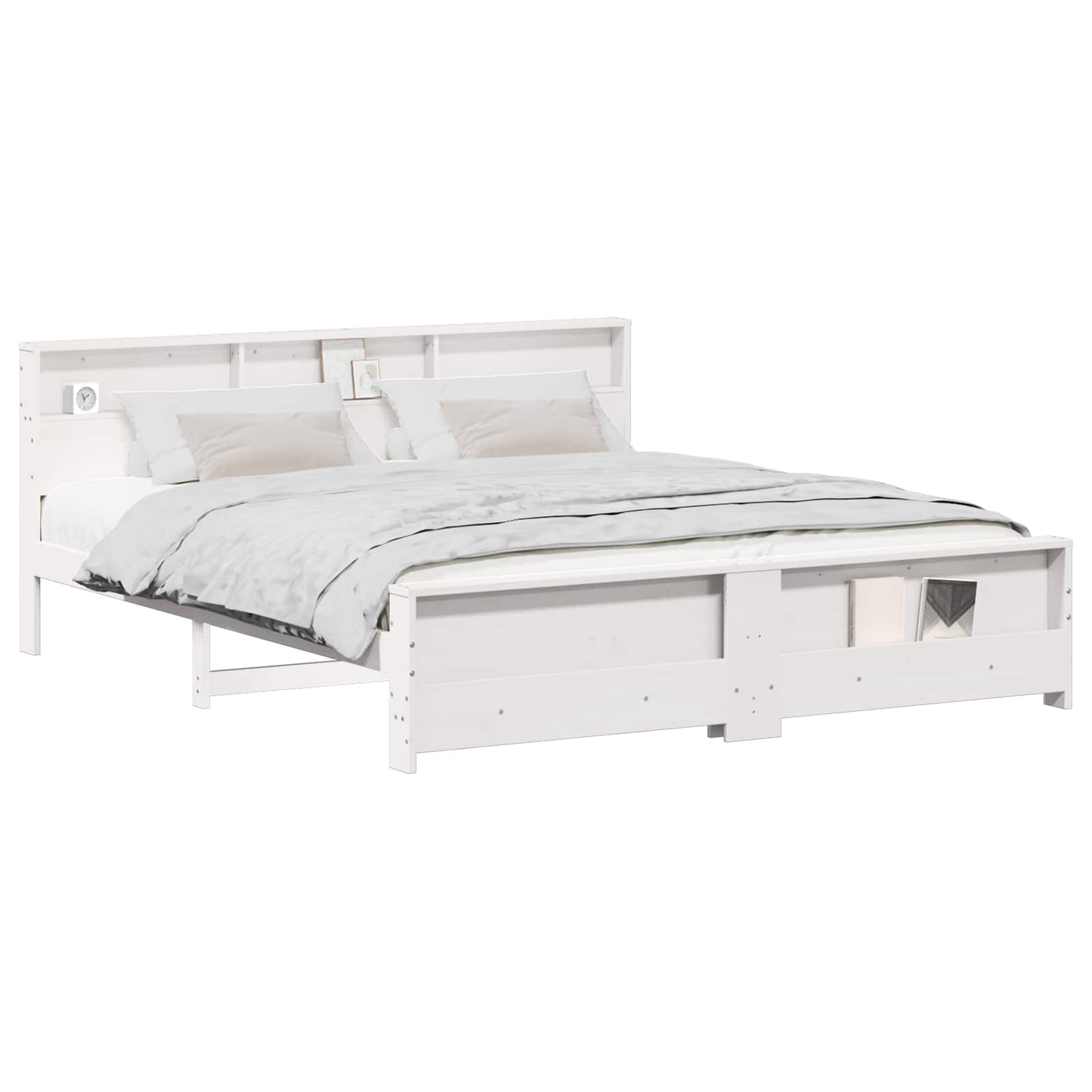 Bed Frame with Headboard White 200 x 200 cm Engineered Wood