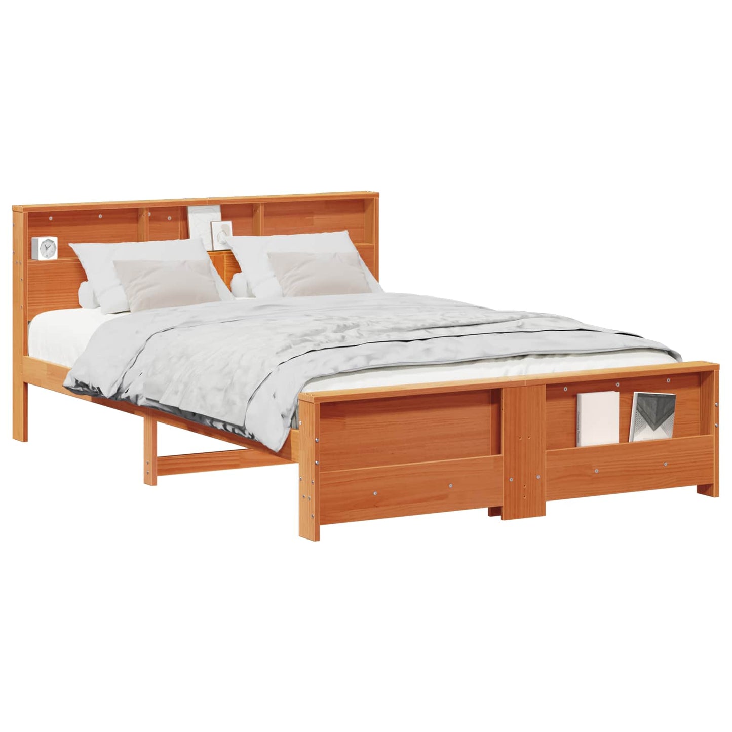 Bed Frame with Headboard Wax Brown 160 x 200 cm Engineered Wood