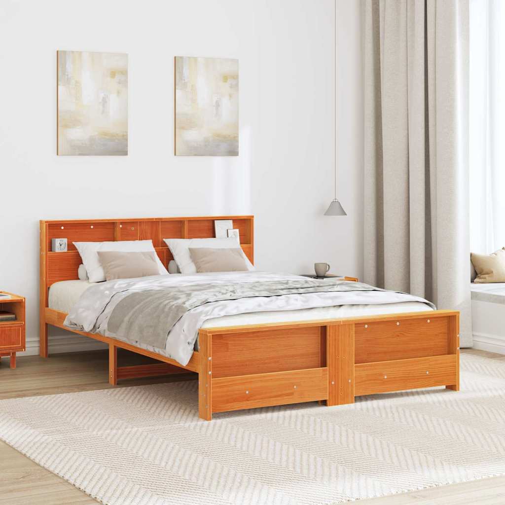 Bed Frame with Headboard Wax Brown 150 x 200 cm Engineered Wood